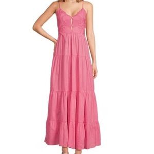 Chelsea & Violet Vibrant Pink Eyelet Maxi Dress